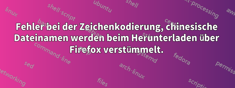 Fehler bei der Zeichenkodierung, chinesische Dateinamen werden beim Herunterladen über Firefox verstümmelt.