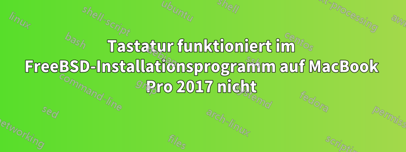 Tastatur funktioniert im FreeBSD-Installationsprogramm auf MacBook Pro 2017 nicht