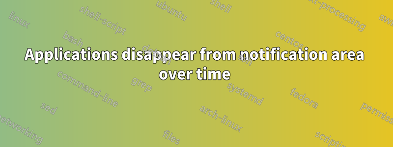 Applications disappear from notification area over time