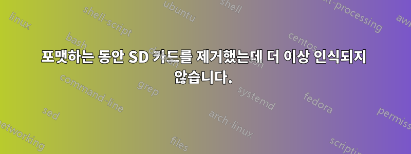 포맷하는 동안 SD 카드를 제거했는데 더 이상 인식되지 않습니다.