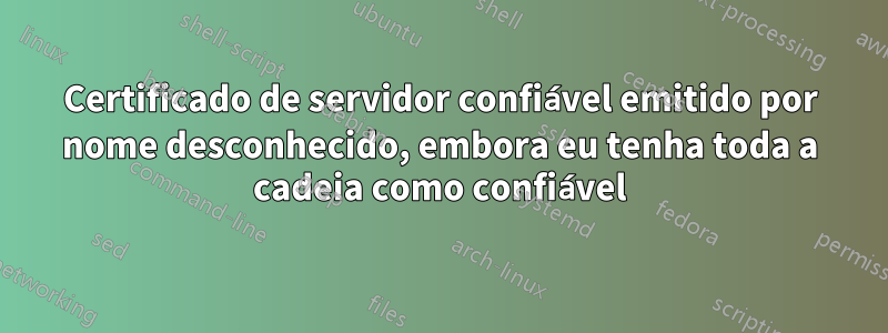Certificado de servidor confiável emitido por nome desconhecido, embora eu tenha toda a cadeia como confiável