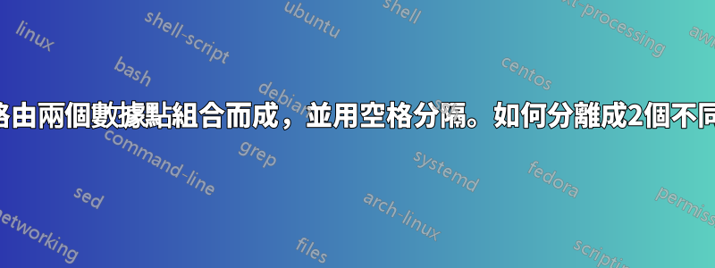 一個單元格由兩個數據點組合而成，並用空格分隔。如何分離成2個不同的細胞？