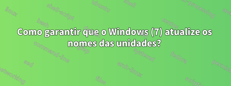 Como garantir que o Windows (7) atualize os nomes das unidades?