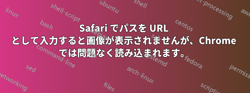 Safari でパスを URL として入力すると画像が表示されませんが、Chrome では問題なく読み込まれます。