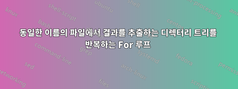 동일한 이름의 파일에서 결과를 추출하는 디렉터리 트리를 반복하는 For 루프