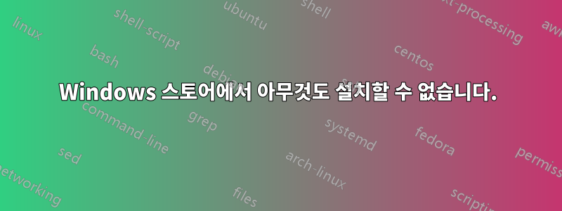 Windows 스토어에서 아무것도 설치할 수 없습니다.