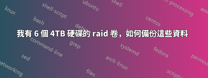 我有 6 個 4TB 硬碟的 raid 卷，如何備份這些資料 