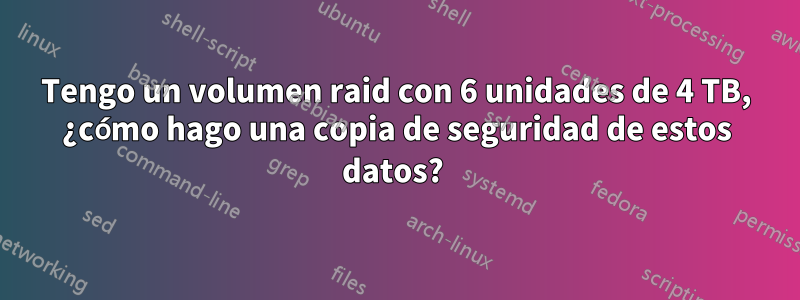 Tengo un volumen raid con 6 unidades de 4 TB, ¿cómo hago una copia de seguridad de estos datos? 
