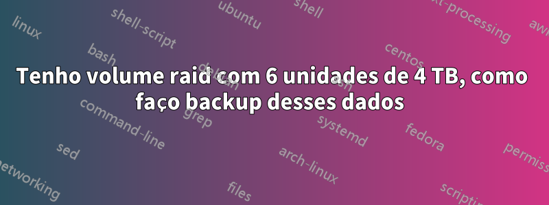 Tenho volume raid com 6 unidades de 4 TB, como faço backup desses dados 