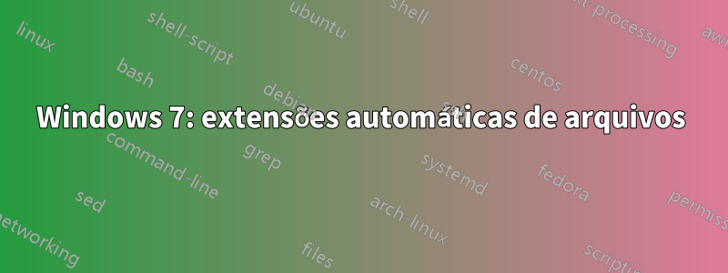 Windows 7: extensões automáticas de arquivos