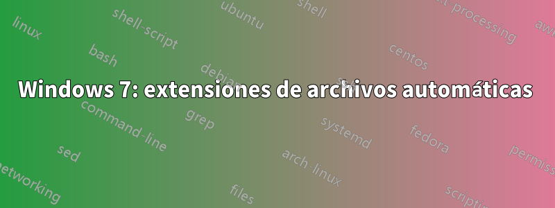 Windows 7: extensiones de archivos automáticas