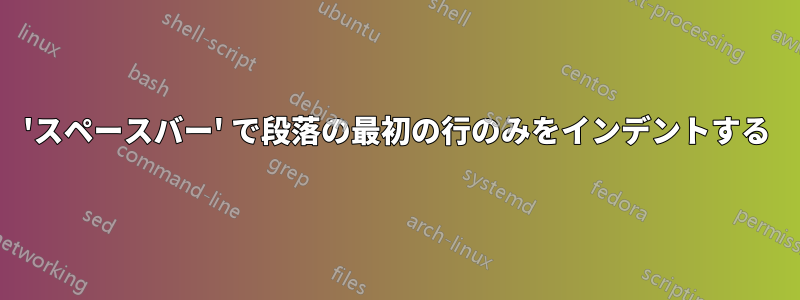 'スペースバー' で段落の最初の行のみをインデントする