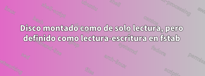 Disco montado como de solo lectura, pero definido como lectura-escritura en fstab