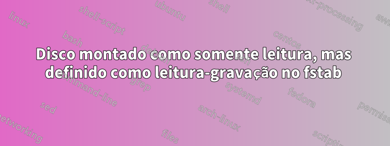 Disco montado como somente leitura, mas definido como leitura-gravação no fstab