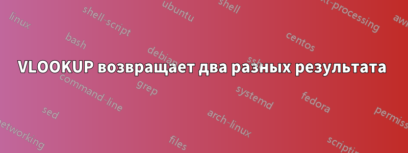 VLOOKUP возвращает два разных результата