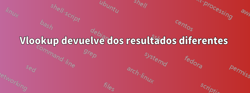 Vlookup devuelve dos resultados diferentes