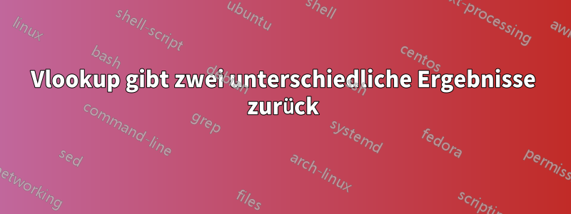 Vlookup gibt zwei unterschiedliche Ergebnisse zurück
