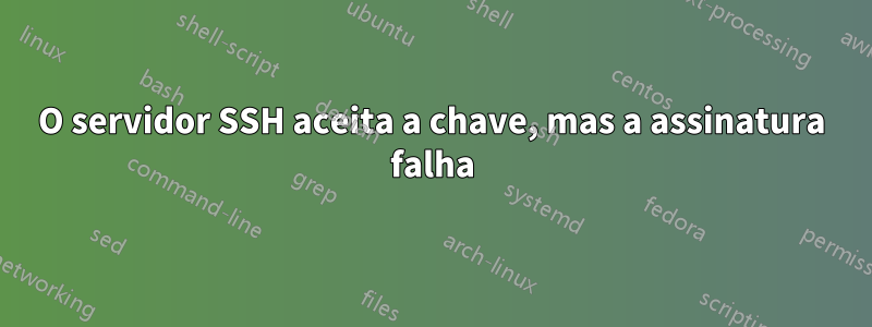 O servidor SSH aceita a chave, mas a assinatura falha