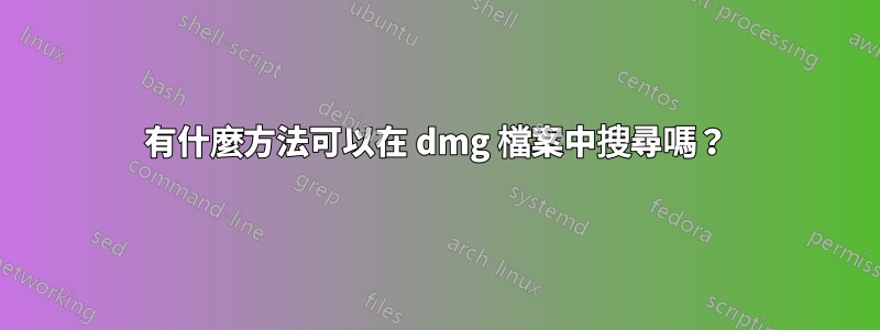 有什麼方法可以在 dmg 檔案中搜尋嗎？