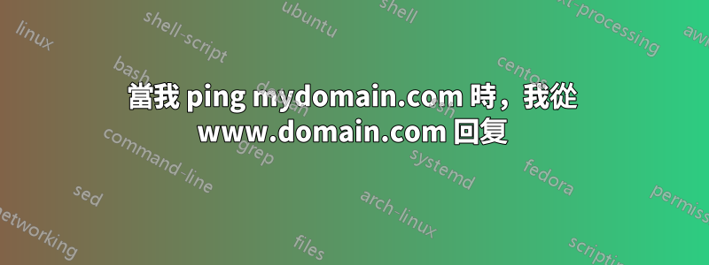 當我 ping mydomain.com 時，我從 www.domain.com 回复