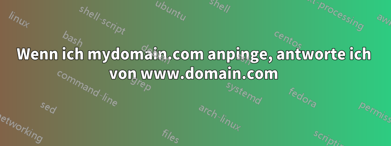 Wenn ich mydomain.com anpinge, antworte ich von www.domain.com