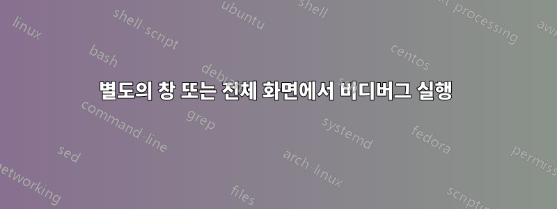 별도의 창 또는 전체 화면에서 비디버그 실행