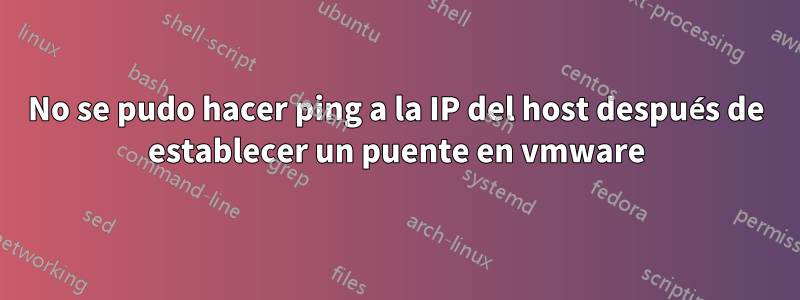 No se pudo hacer ping a la IP del host después de establecer un puente en vmware