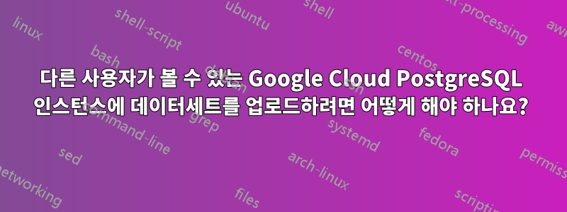 다른 사용자가 볼 수 있는 Google Cloud PostgreSQL 인스턴스에 데이터세트를 업로드하려면 어떻게 해야 하나요?