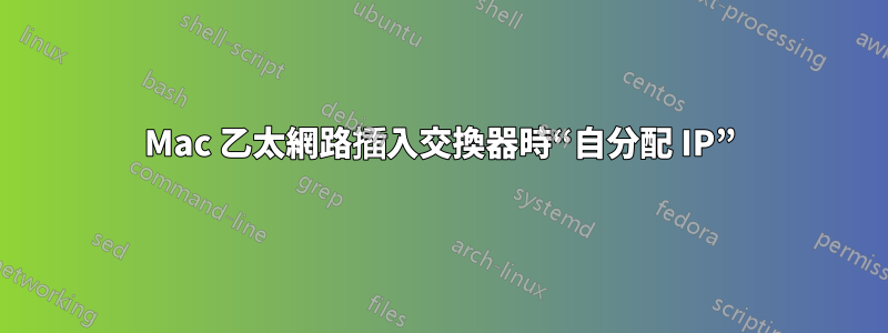 Mac 乙太網路插入交換器時“自分配 IP”