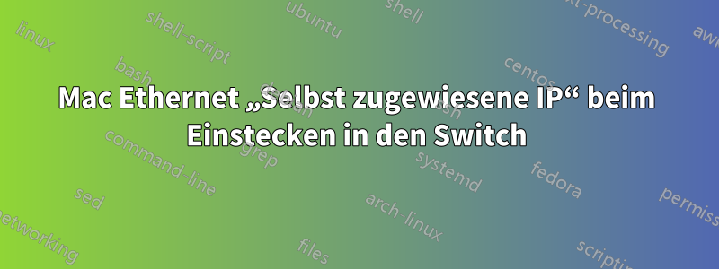 Mac Ethernet „Selbst zugewiesene IP“ beim Einstecken in den Switch