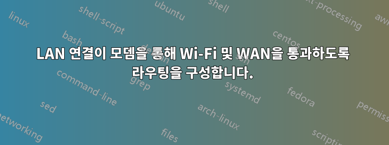 LAN 연결이 모뎀을 통해 Wi-Fi 및 WAN을 통과하도록 라우팅을 구성합니다.