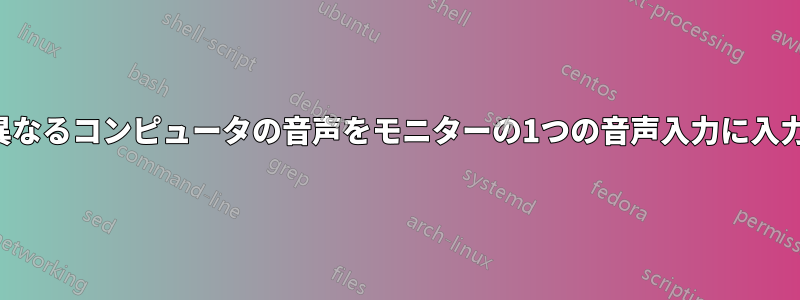 2台の異なるコンピュータの音声をモニターの1つの音声入力に入力する