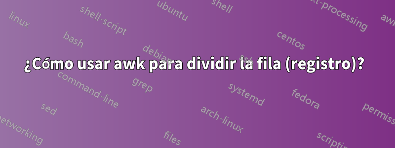 ¿Cómo usar awk para dividir la fila (registro)? 