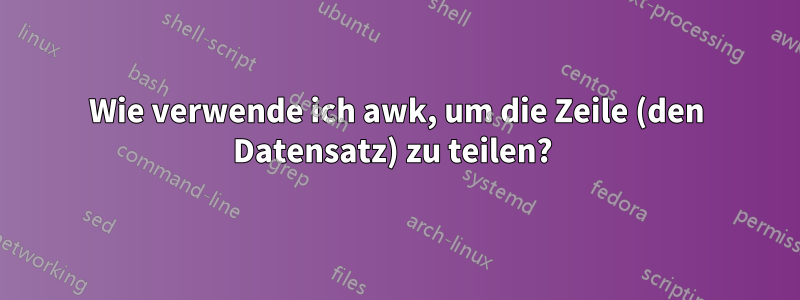 Wie verwende ich awk, um die Zeile (den Datensatz) zu teilen? 