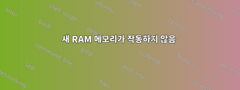 새 RAM 메모리가 작동하지 않음