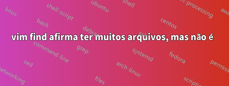 vim find afirma ter muitos arquivos, mas não é