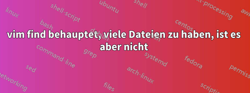 vim find behauptet, viele Dateien zu haben, ist es aber nicht