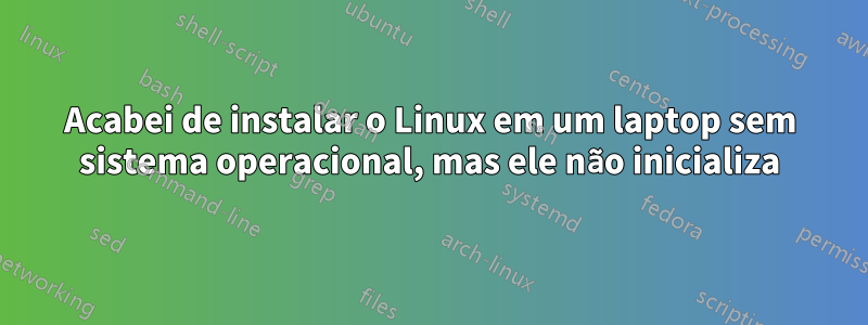 Acabei de instalar o Linux em um laptop sem sistema operacional, mas ele não inicializa