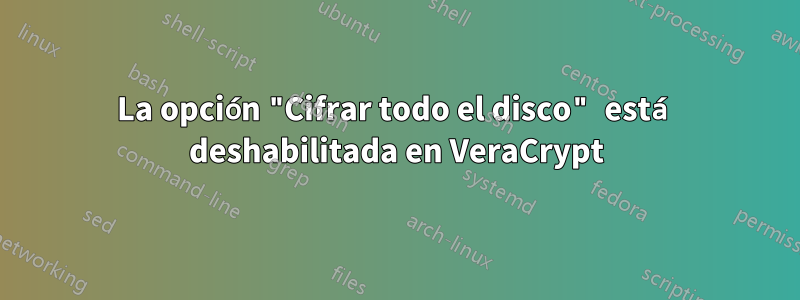 La opción "Cifrar todo el disco" está deshabilitada en VeraCrypt