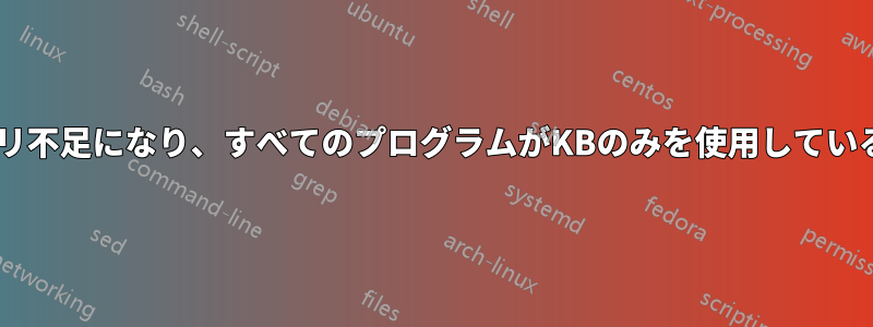 Windowsはメモリ不足になり、すべてのプログラムがKBのみを使用していると報告します。