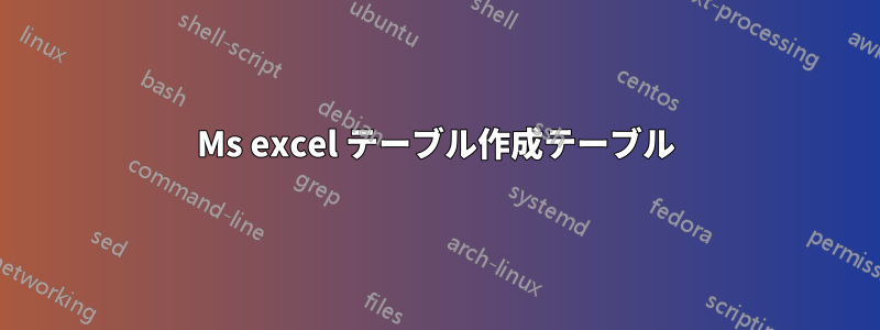 Ms excel テーブル作成テーブル