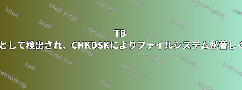 3TB HDDが746GBとして検出され、CHKDSKによりファイルシステムが著しく破損しました