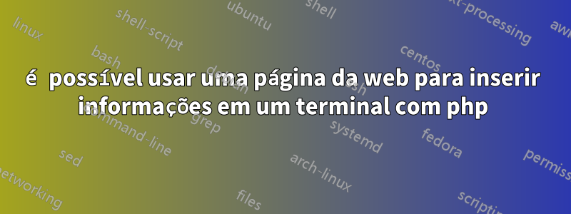 é possível usar uma página da web para inserir informações em um terminal com php