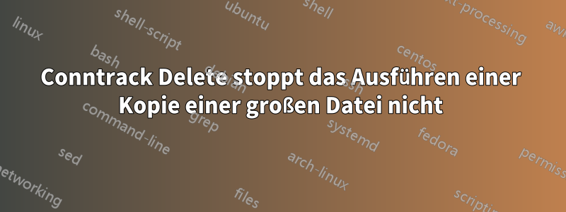 Conntrack Delete stoppt das Ausführen einer Kopie einer großen Datei nicht