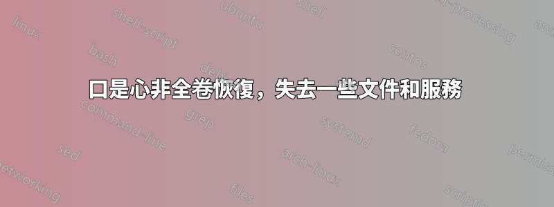 口是心非全卷恢復，失去一些文件和服務