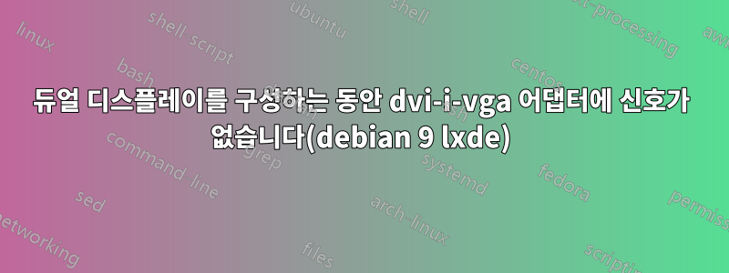 듀얼 디스플레이를 구성하는 동안 dvi-i-vga 어댑터에 신호가 없습니다(debian 9 lxde)