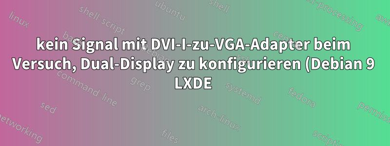 kein Signal mit DVI-I-zu-VGA-Adapter beim Versuch, Dual-Display zu konfigurieren (Debian 9 LXDE)