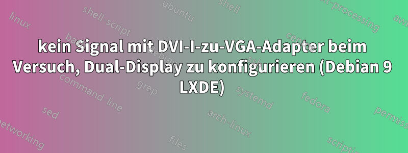 kein Signal mit DVI-I-zu-VGA-Adapter beim Versuch, Dual-Display zu konfigurieren (Debian 9 LXDE)