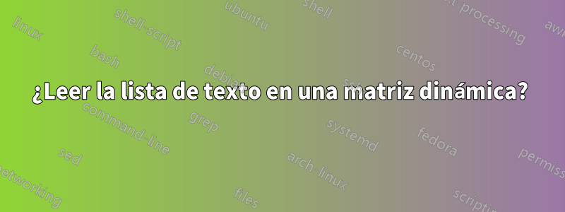 ¿Leer la lista de texto en una matriz dinámica?