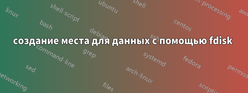 создание места для данных с помощью fdisk